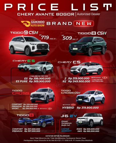 Pricelist Harga Chery kampungtengah 2025